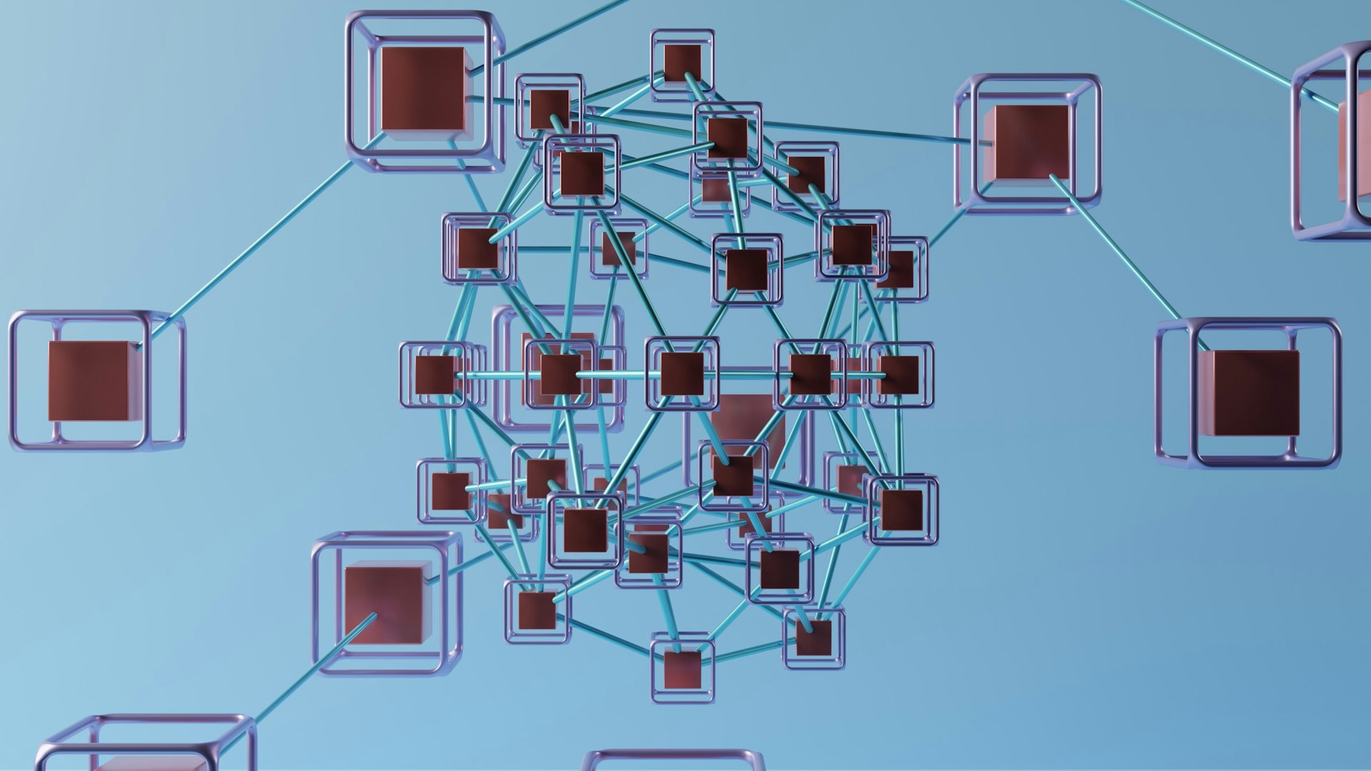 An interconnected network diagram with nodes and connections