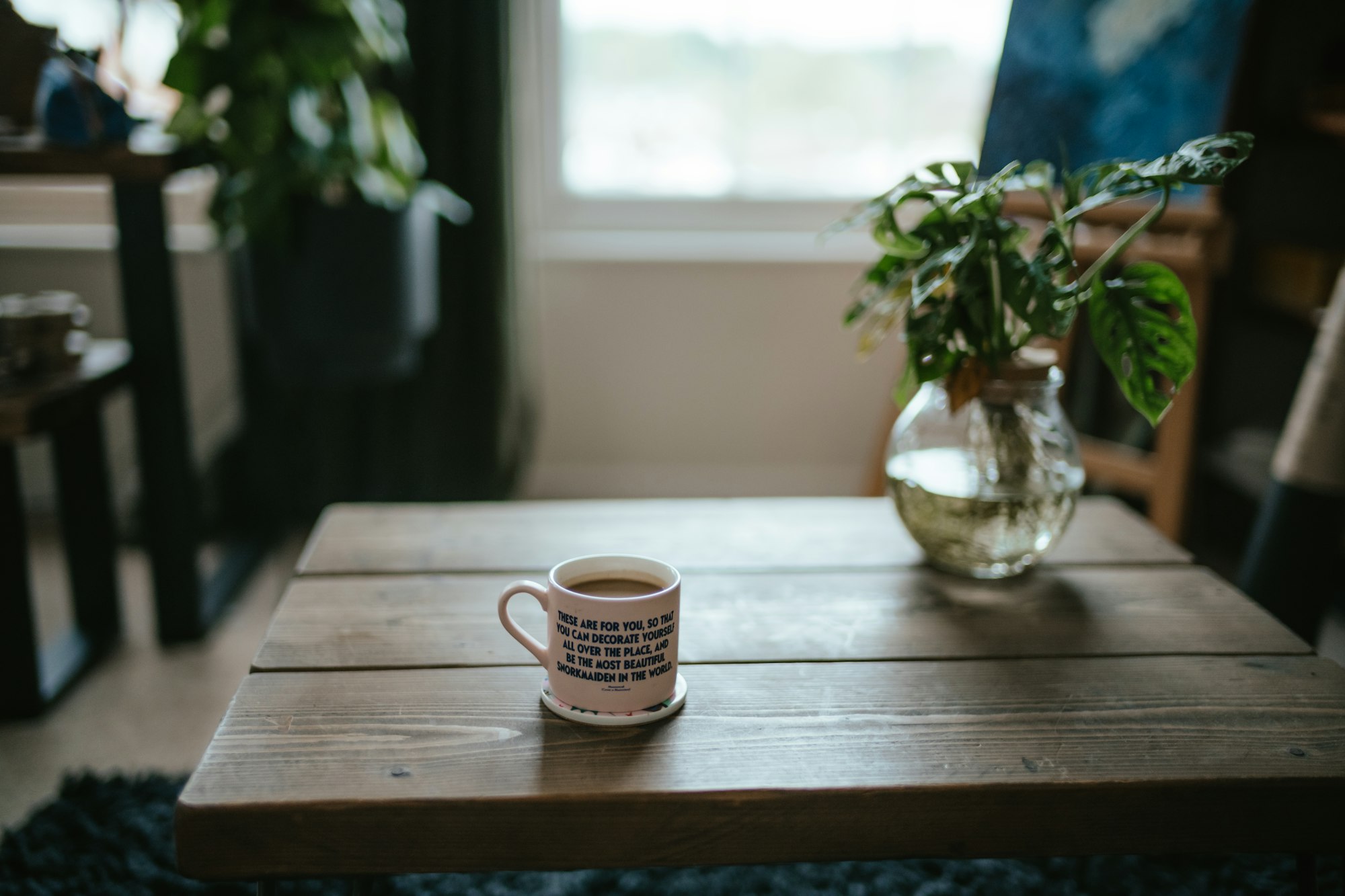 A coffee cup on a simple table