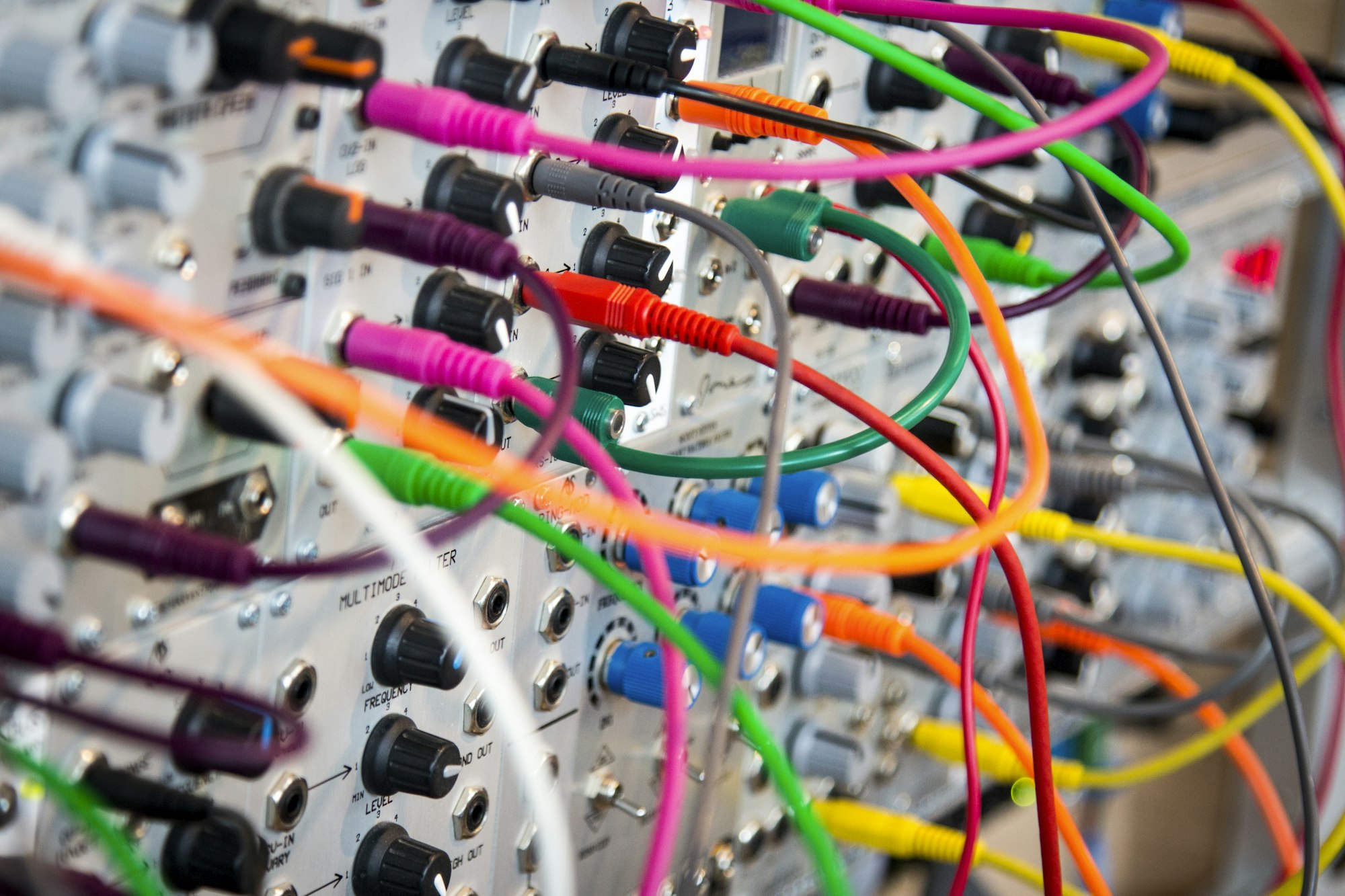 A tangle of assorted electric cables