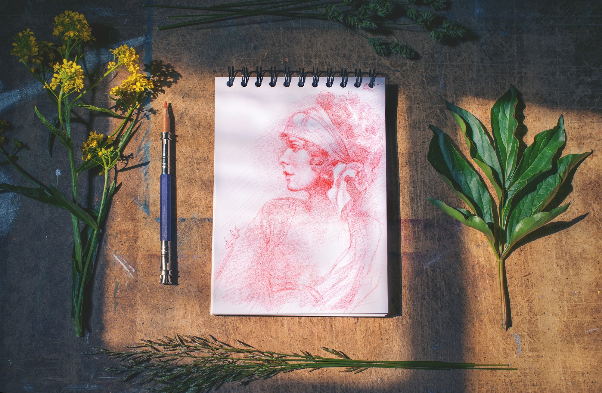 A person sketching in a studio