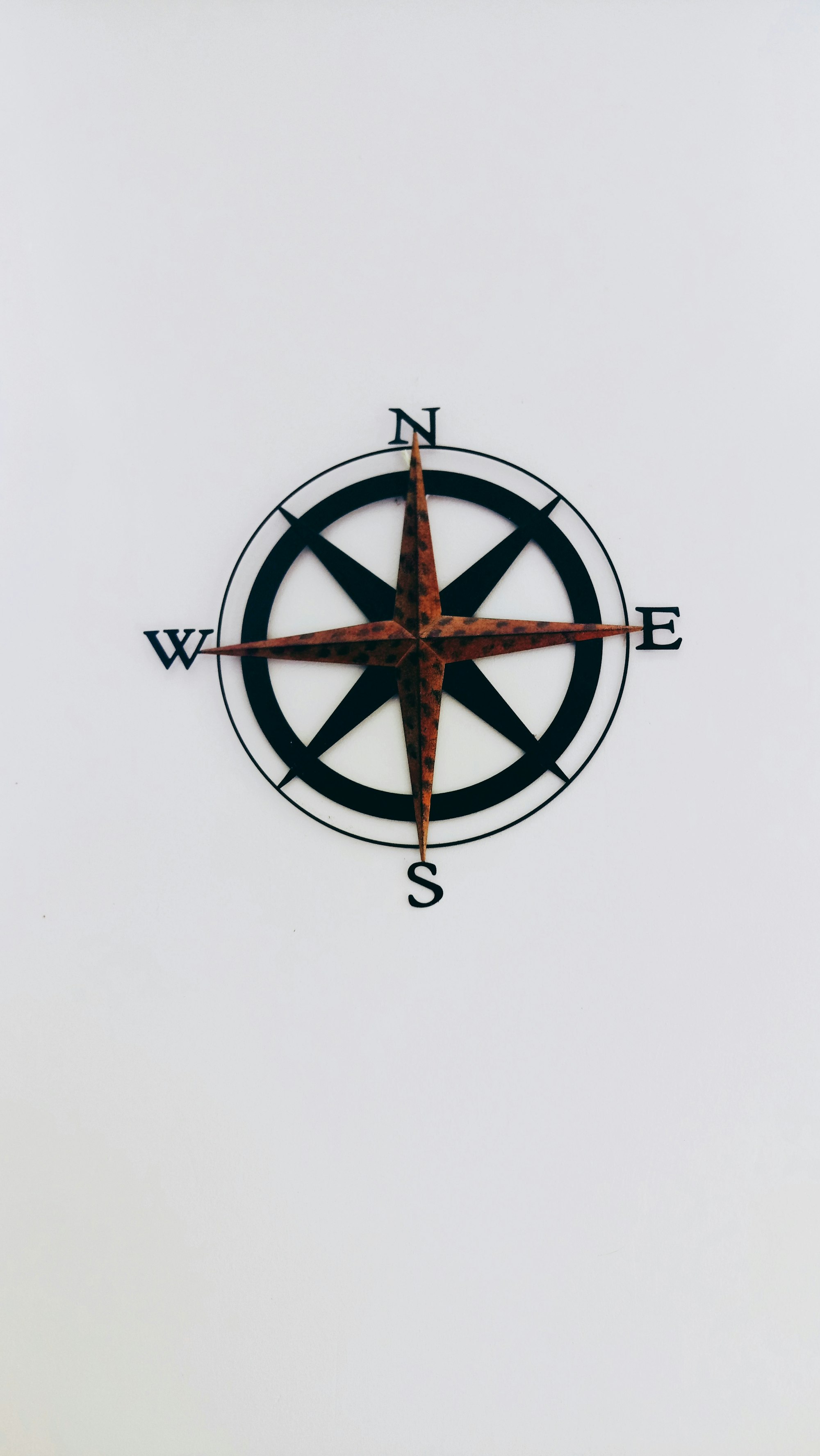 A compass rose pointing in four directions
