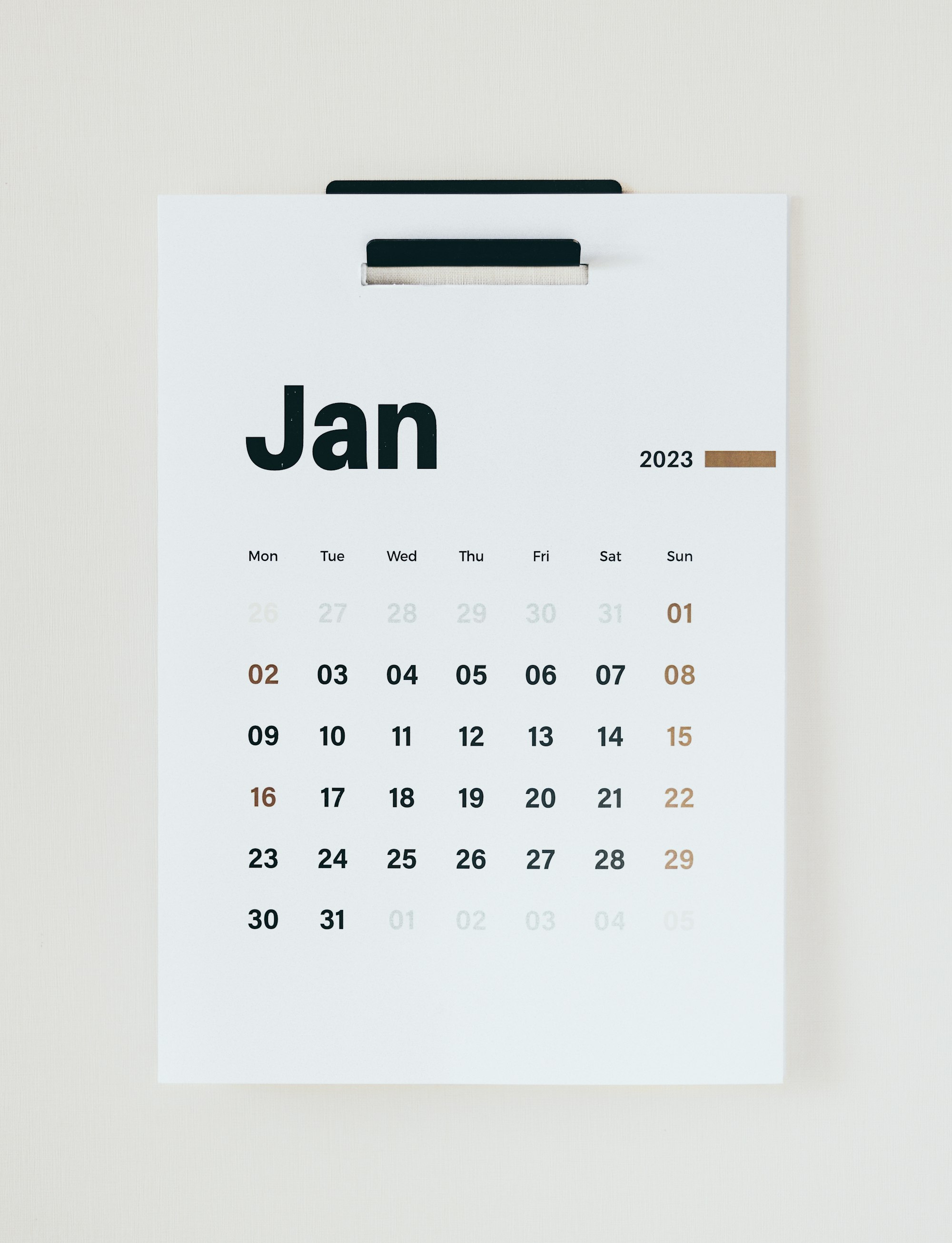 A calendar with the word jan on it