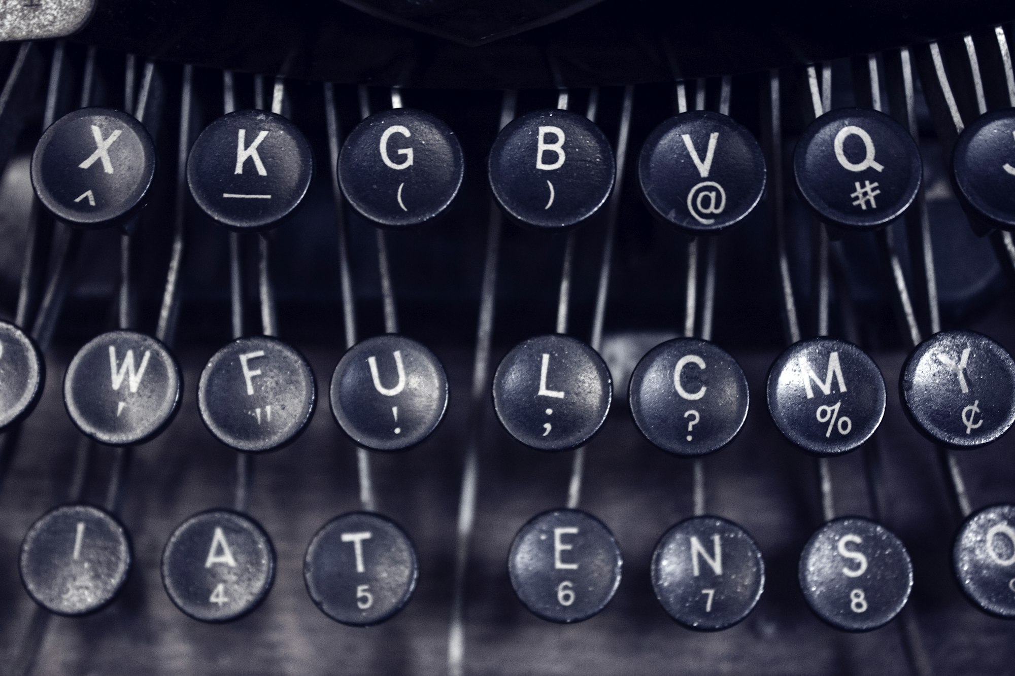 Typewriter keys close-up