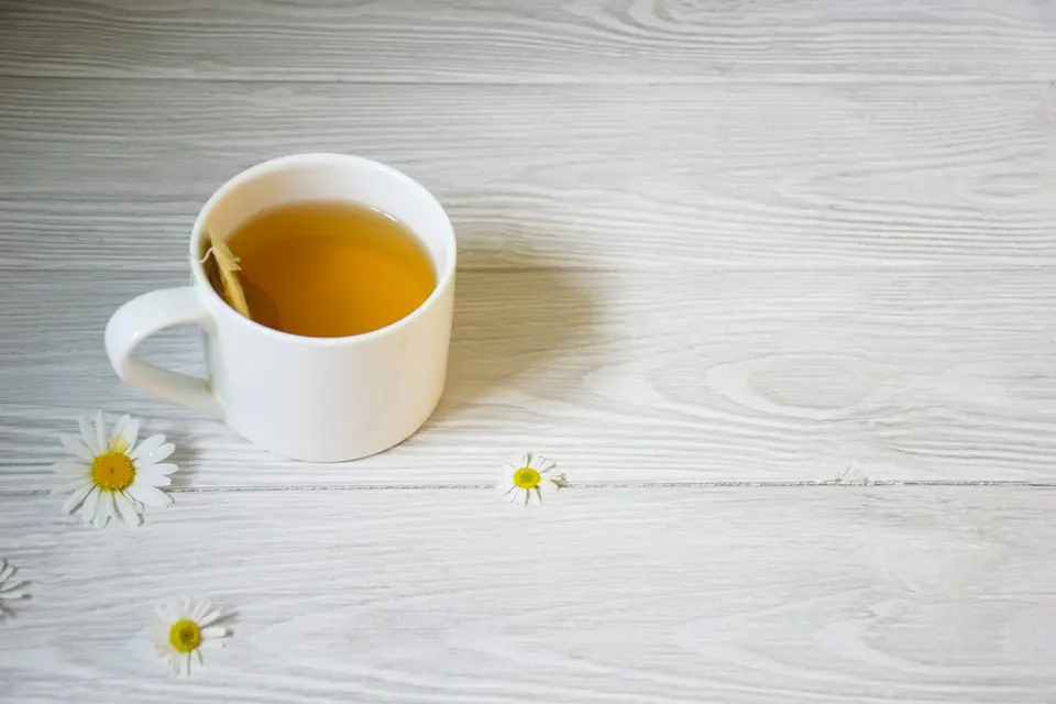 A calm cup of tea on a white table